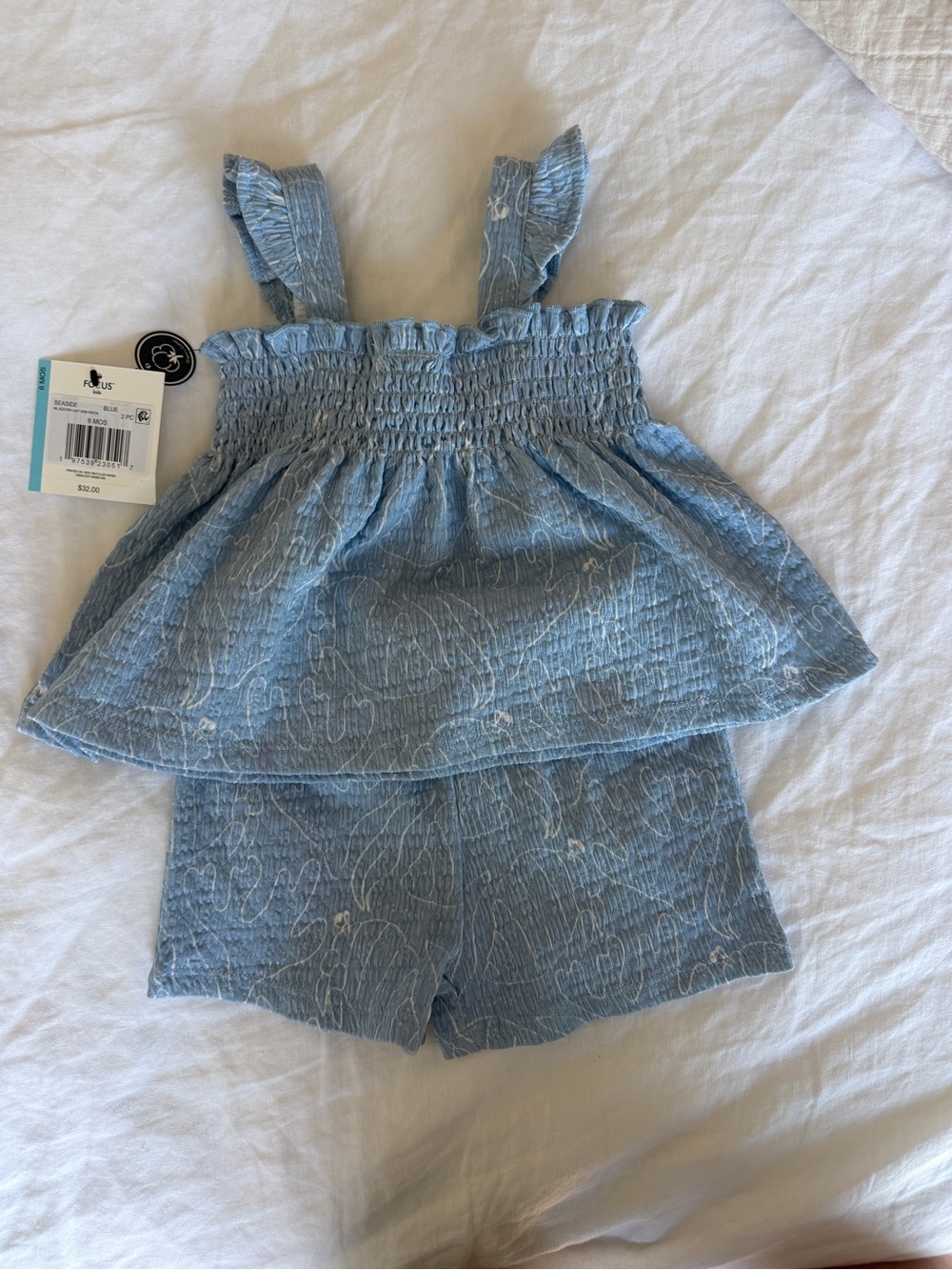 Kids Blue Smocked Tank & Shorts Set - Cute Summer Outfit